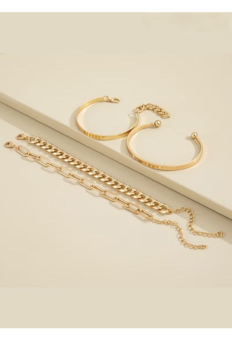 4 قطع من أساور الحروف التفصيلية، أساور أنيقة، أساور لليد، مجوهرات، إكسسوارات رائعة، هدية للنساء والفتيات، أساور سلسلة مسطحة سميكة قابلة للتعديل، مجوهرات - Image 2