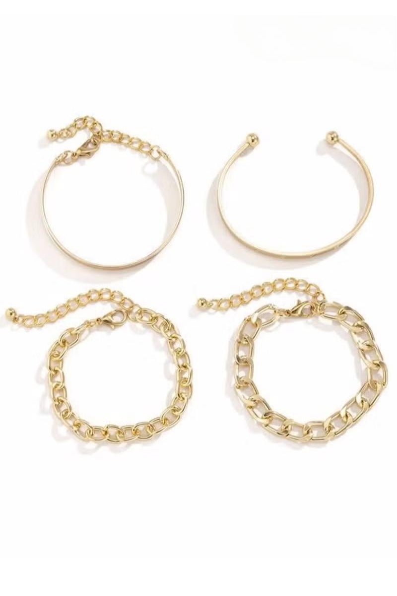 4 قطع من أساور الحروف التفصيلية، أساور أنيقة، أساور لليد، مجوهرات، إكسسوارات رائعة، هدية للنساء والفتيات، أساور سلسلة مسطحة سميكة قابلة للتعديل، مجوهرات - Image 3