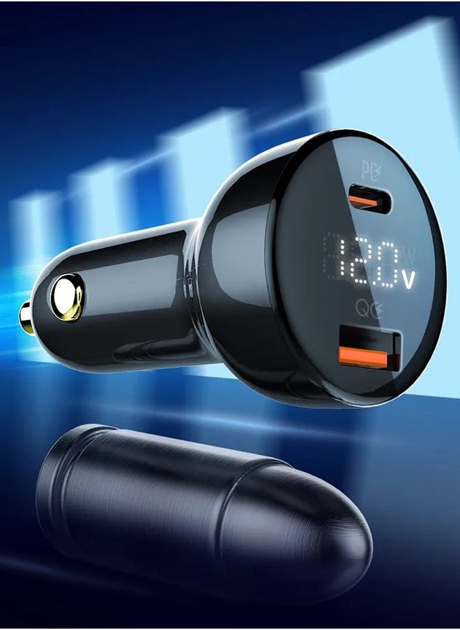 100W Car Charger Fast Charging for iPhone 14 Dual USB Ports Car Adapter Type C Compatible with iPhone 14 Pro Max/14 Pro/14/13 Pro Max/12 Pro/iPad 9 iPad mini 6 Samsung S23 ultra S22 Huawei Mate 20, et 