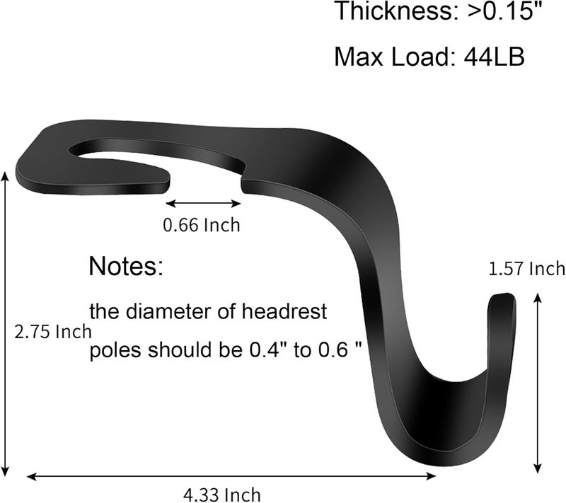VTECHOLOGY Car Seat Headrest Hooks - 4 Pack - Image 3