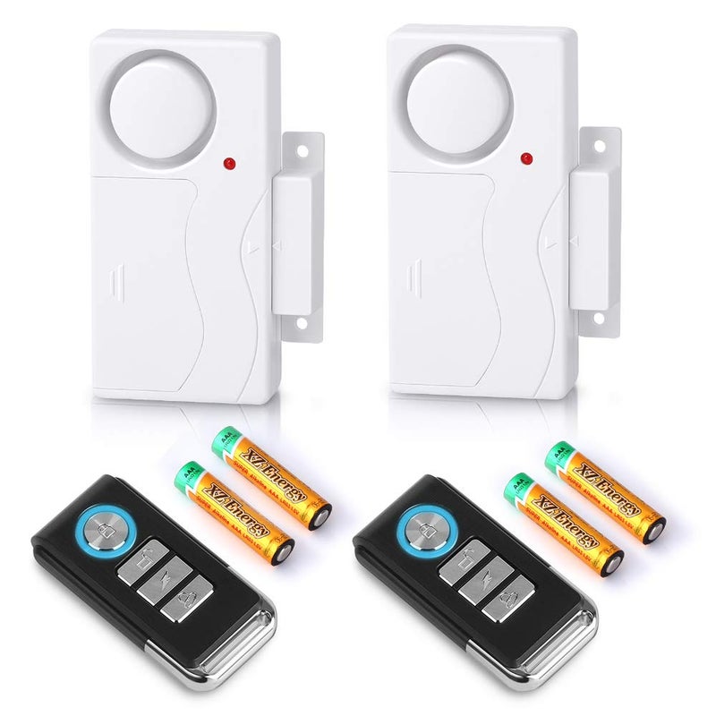 WSDCAM Wireless Door Alarm with Remote 2 Pack Battery Included 105 dB Loud Pool Door Alarm Wireless Door Open Alarms Sensor for Kids Safety Home Security