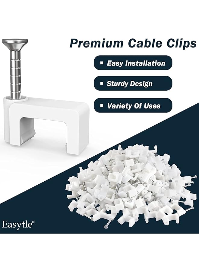 erorex Cable Clips Nail In Cable Clips 100 Pcs 8Mm Flat Ethernet Cable Wall Clips Cable Tacks Coax Cable Clips Speaker Wire Clips Cable Nails For Cords Cat5 Cat5E Cat6 Cat7 Rj45 Cord Clips - Image 4