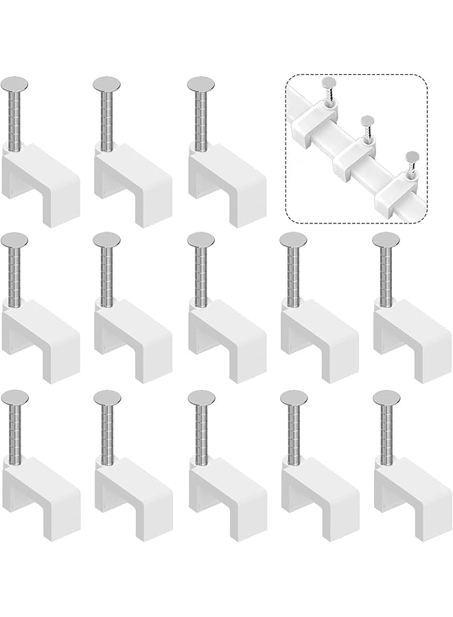 erorex Cable Clips Nail In Cable Clips 100 Pcs 8Mm Flat Ethernet Cable Wall Clips Cable Tacks Coax Cable Clips Speaker Wire Clips Cable Nails For Cords Cat5 Cat5E Cat6 Cat7 Rj45 Cord Clips - Image 1