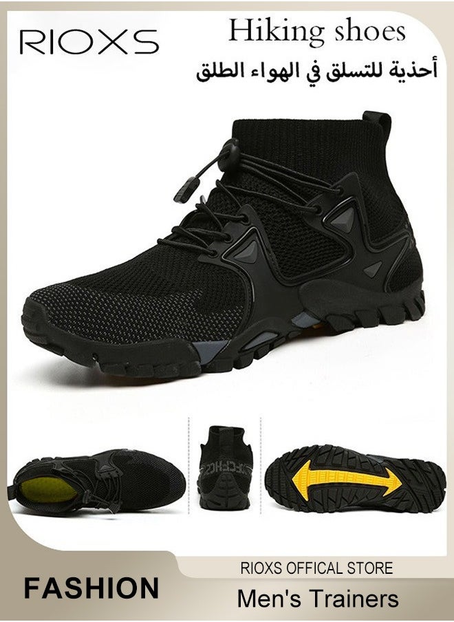 RIOXS Men's Sports Shoes,Outdoor Non-Slip Trail Running Shoes,Breathable Athletic Sneakers,Trekking Shoes,Hiking Trainers For Men,Lightweight Trail Running Shoes,Climbing Walking Fitness Jogging Sock Sneakers, Mens Athlesiure Trainers  - Image 2