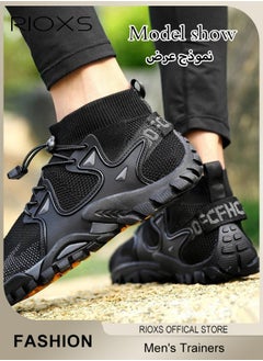 RIOXS Men's Sports Shoes,Outdoor Non-Slip Trail Running Shoes,Breathable Athletic Sneakers,Trekking Shoes,Hiking Trainers For Men,Lightweight Trail Running Shoes,Climbing Walking Fitness Jogging Sock Sneakers, Mens Athlesiure Trainers  - Image 3