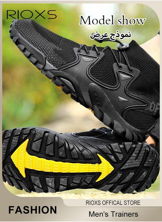 RIOXS Men's Sports Shoes,Outdoor Non-Slip Trail Running Shoes,Breathable Athletic Sneakers,Trekking Shoes,Hiking Trainers For Men,Lightweight Trail Running Shoes,Climbing Walking Fitness Jogging Sock Sneakers, Mens Athlesiure Trainers  - Image 4