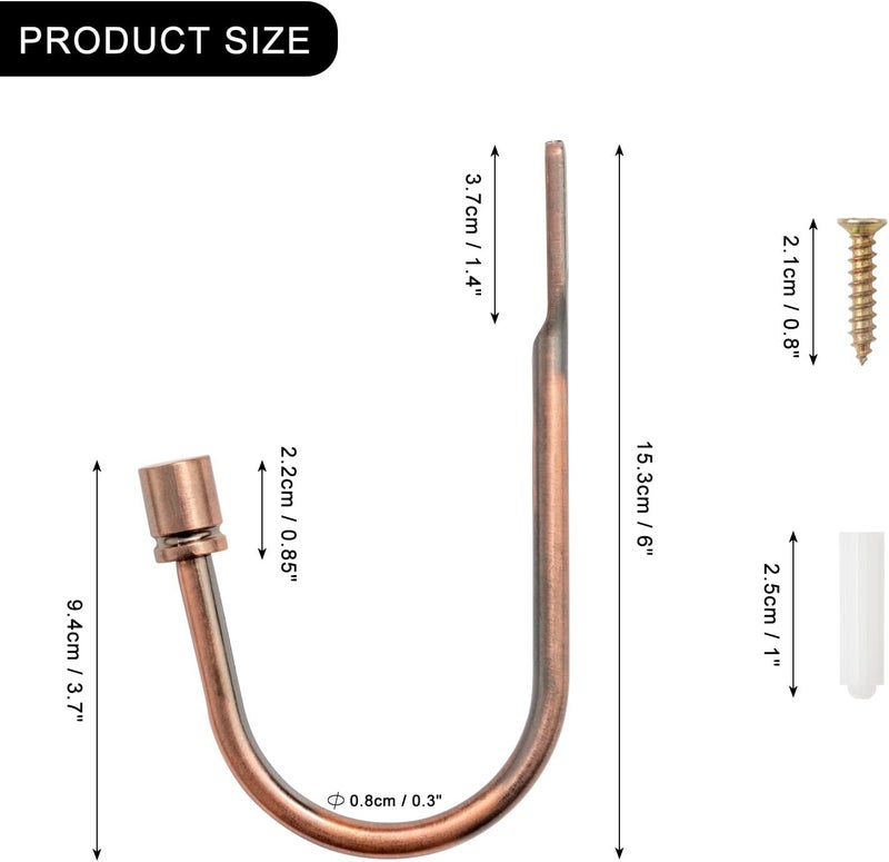 حاملات ستائر نحاسية (قطعتان)، حاملات ربط ستائر مثبتة على الحائط مع براغي، حامل ستائر زخرفي معدني ثقيل الوزن للنوافذ - Image 4
