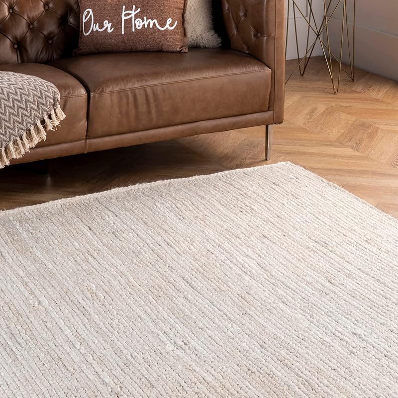 FIASCO Jute Reversible Braided Natural & Handwoven Jute Carpet, Carpet for Living Room Braided Rug, Offices Carpet, Guest Room Size (1.5X4 Feet White) - Image 3