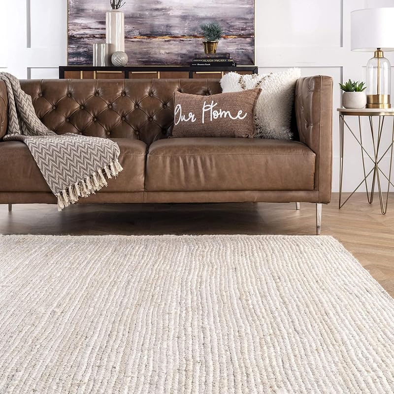 FIASCO Jute Reversible Braided Natural & Handwoven Jute Carpet, Carpet for Living Room Braided Rug, Offices Carpet, Guest Room Size (1.5X4 Feet White) - Image 2