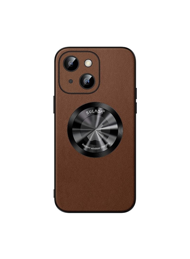 vesus sulada Microfiber Leather magsafe Magnetic Phone Case Brown For iphone 15 Plus