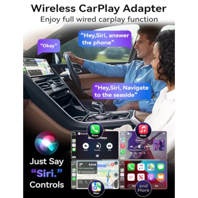 محول Carplay اللاسلكي، أحدث ترقية Carplay Dongle، إطار معدني، لوحة زجاجية، تحويل سلكي إلى تشغيل سيارة لاسلكي، توصيل وتشغيل ترقية OTA، لهاتف iPhone iOS 10+ والسيارات مع CarPlay السلكية - Image 4