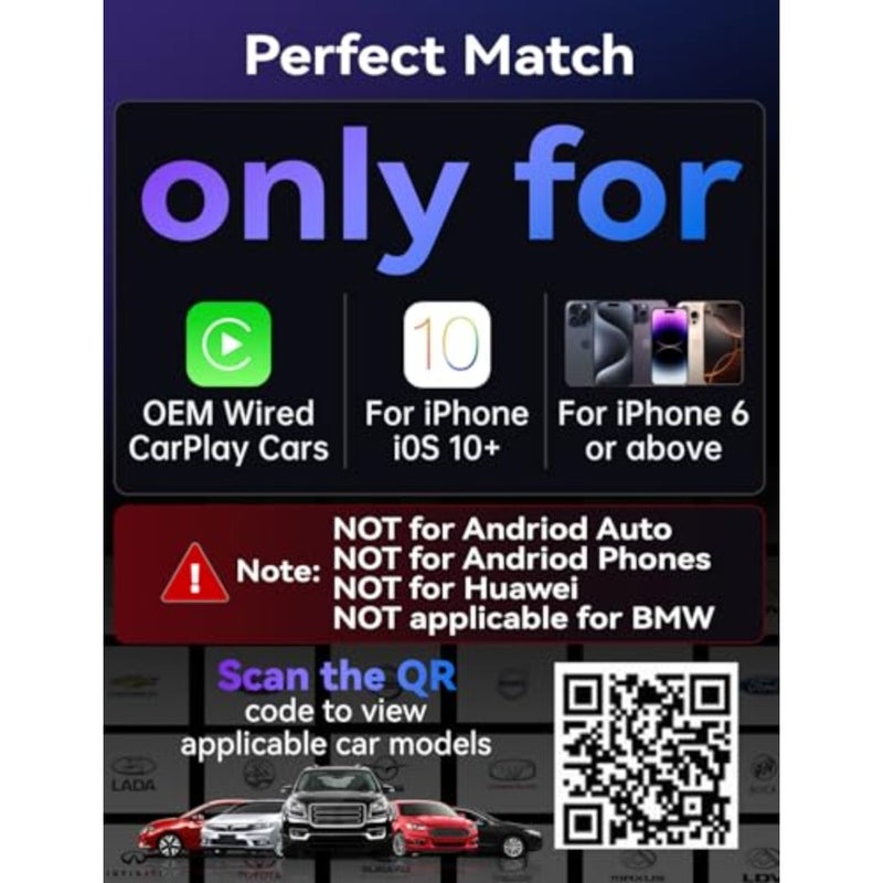 محول Carplay اللاسلكي، أحدث ترقية Carplay Dongle، إطار معدني، لوحة زجاجية، تحويل سلكي إلى تشغيل سيارة لاسلكي، توصيل وتشغيل ترقية OTA، لهاتف iPhone iOS 10+ والسيارات مع CarPlay السلكية - Image 5