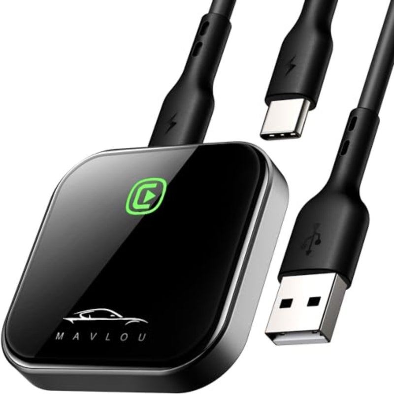 محول Carplay اللاسلكي، أحدث ترقية Carplay Dongle، إطار معدني، لوحة زجاجية، تحويل سلكي إلى تشغيل سيارة لاسلكي، توصيل وتشغيل ترقية OTA، لهاتف iPhone iOS 10+ والسيارات مع CarPlay السلكية - Image 1