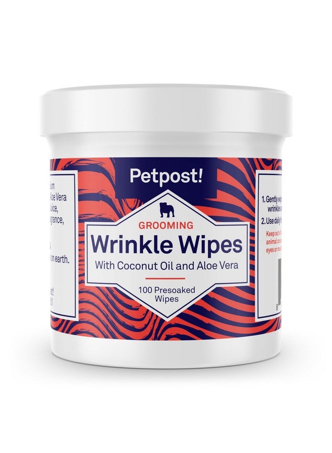 Petpost | Bulldog Wrinkle Wipes for Dogs - 100 Wipes - Cleans & Soothes Wrinkles and Pug Folds with Coconut Oil Solution 100 ct. - Image 1