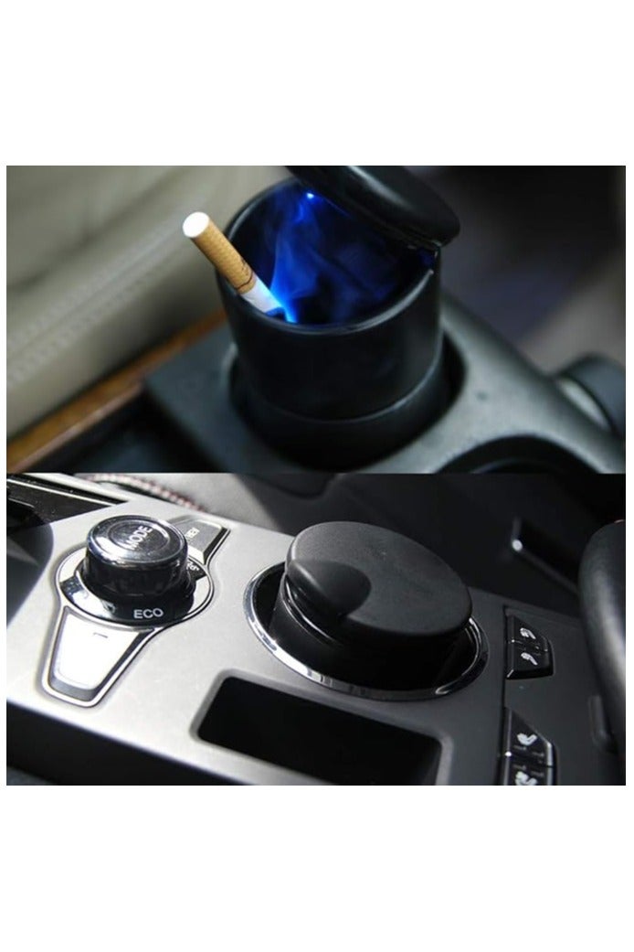 طفاية للسيارات محمولة للسيارة بدون دخان من فوكتس، حامل سجائر ذاتي الاطفاء مع غطاء واضاءة ليد، للمركبات والشاحنات والمكاتب والمنزل، اسود - Image 4