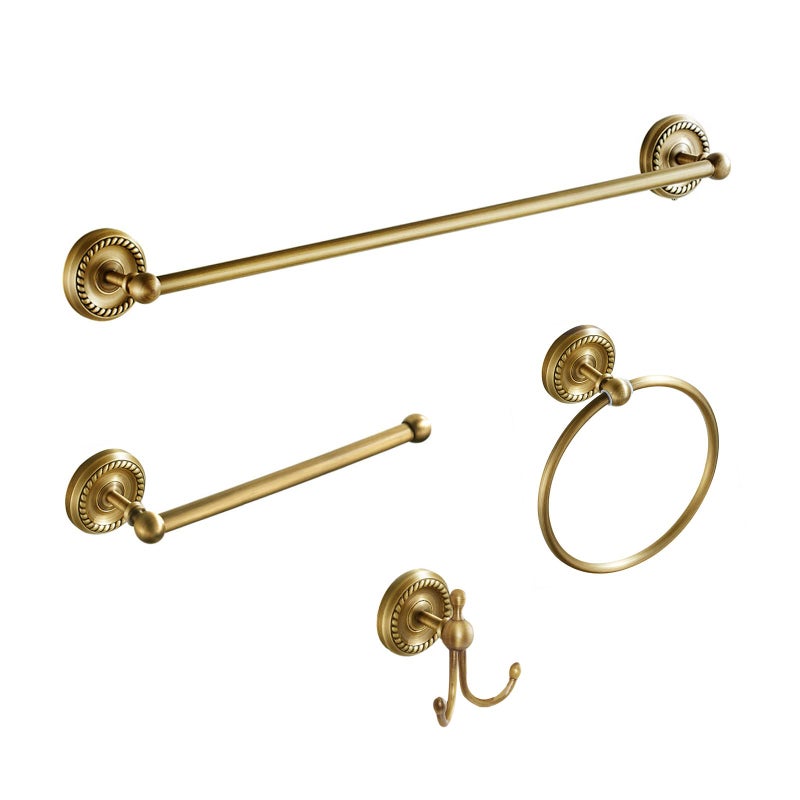 TooCust 4 Piece Antique Brass Gold Bathroom Accessories Set - 24â€ Towel Holder, Antique Bar Brass Bath Accessories - Wall Mounted Bathroom Hardware Accessory Set - Image 1