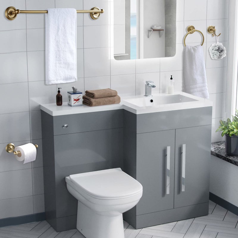 TooCust 4 Piece Antique Brass Gold Bathroom Accessories Set - 24â€ Towel Holder, Antique Bar Brass Bath Accessories - Wall Mounted Bathroom Hardware Accessory Set - Image 5