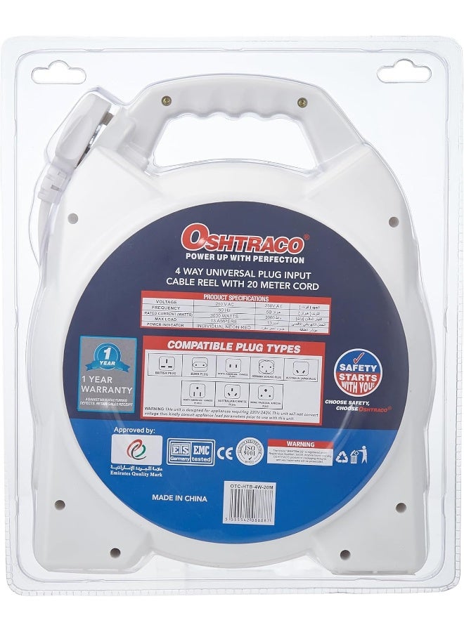 Oshtraco 4 Way Universal Cable Reel, 20 Meter Length - Image 2