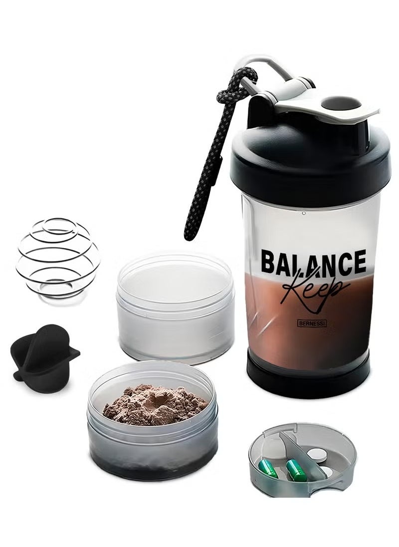 Generic - 500ml/17oz Protein Shaker Bottle with Leak-Proof for Protein Mixes & Shakes with Stainless Steel Ball, Protein Bottle Blender Cocktail Shaker Cup for Gym Fitness Home Pre Workout Male Female - Image 1