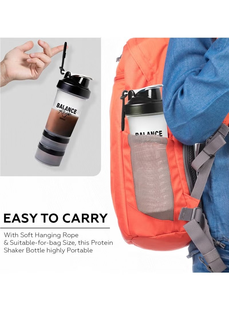 Generic - 500ml/17oz Protein Shaker Bottle with Leak-Proof for Protein Mixes & Shakes with Stainless Steel Ball, Protein Bottle Blender Cocktail Shaker Cup for Gym Fitness Home Pre Workout Male Female - Image 1
