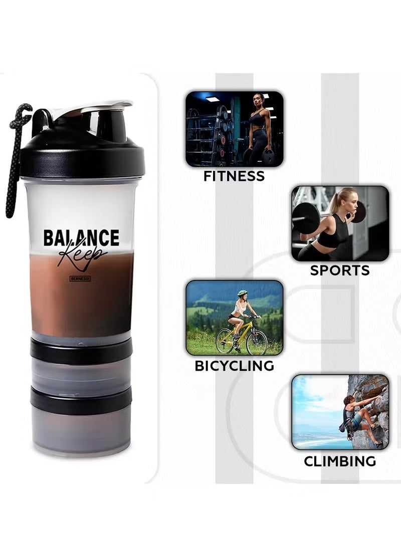 Generic - 500ml/17oz Protein Shaker Bottle with Leak-Proof for Protein Mixes & Shakes with Stainless Steel Ball, Protein Bottle Blender Cocktail Shaker Cup for Gym Fitness Home Pre Workout Male Female - Image 1