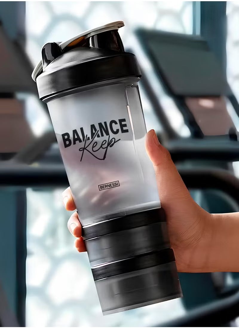 Generic - 500ml/17oz Protein Shaker Bottle with Leak-Proof for Protein Mixes & Shakes with Stainless Steel Ball, Protein Bottle Blender Cocktail Shaker Cup for Gym Fitness Home Pre Workout Male Female - Image 1
