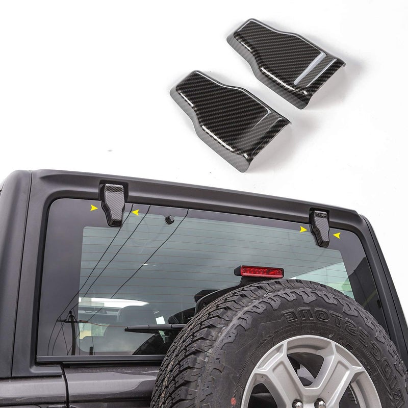 Rear Window Liftgate Glass Hinge Cover for Jeep Wrangler JL Unlimited 20182024 Carbon Fiber Texture