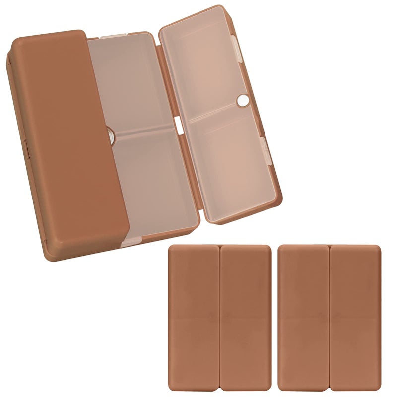 FYY Daily Pill Organizer,2 Pcs 7 Compartments Portable Pill Case Travel Pill Organizer,[Folding Design] Pill Box for Purse Pocket to Hold Vitamins,Cod Liver Oil,Supplements and Medication-Brown - Image 1