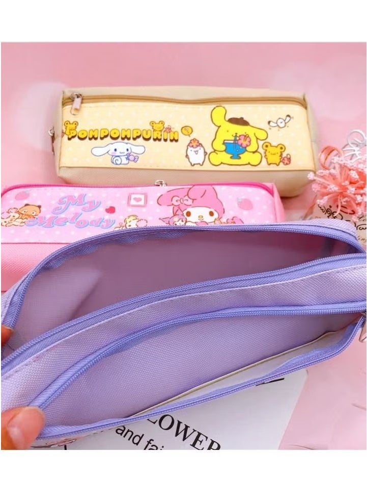 Sanrio Kuromi Cartoon Double Zipper PU Multifunctional Large Capacity Pencil Case Stationery Pencil Case Neutral Pen Set  - Image 2