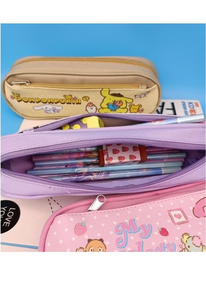 Sanrio Kuromi Cartoon Double Zipper PU Multifunctional Large Capacity Pencil Case Stationery Pencil Case Neutral Pen Set  - Image 4
