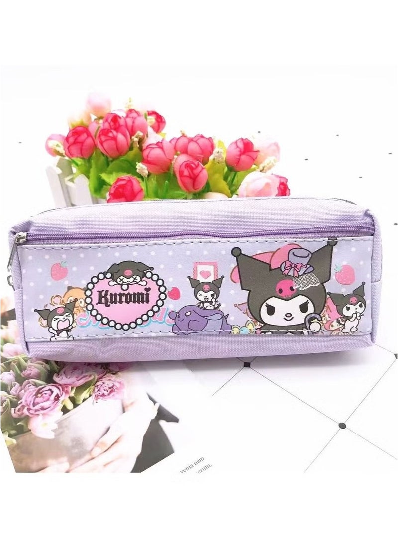 Sanrio Kuromi Cartoon Double Zipper PU Multifunctional Large Capacity Pencil Case Stationery Pencil Case Neutral Pen Set  - Image 5