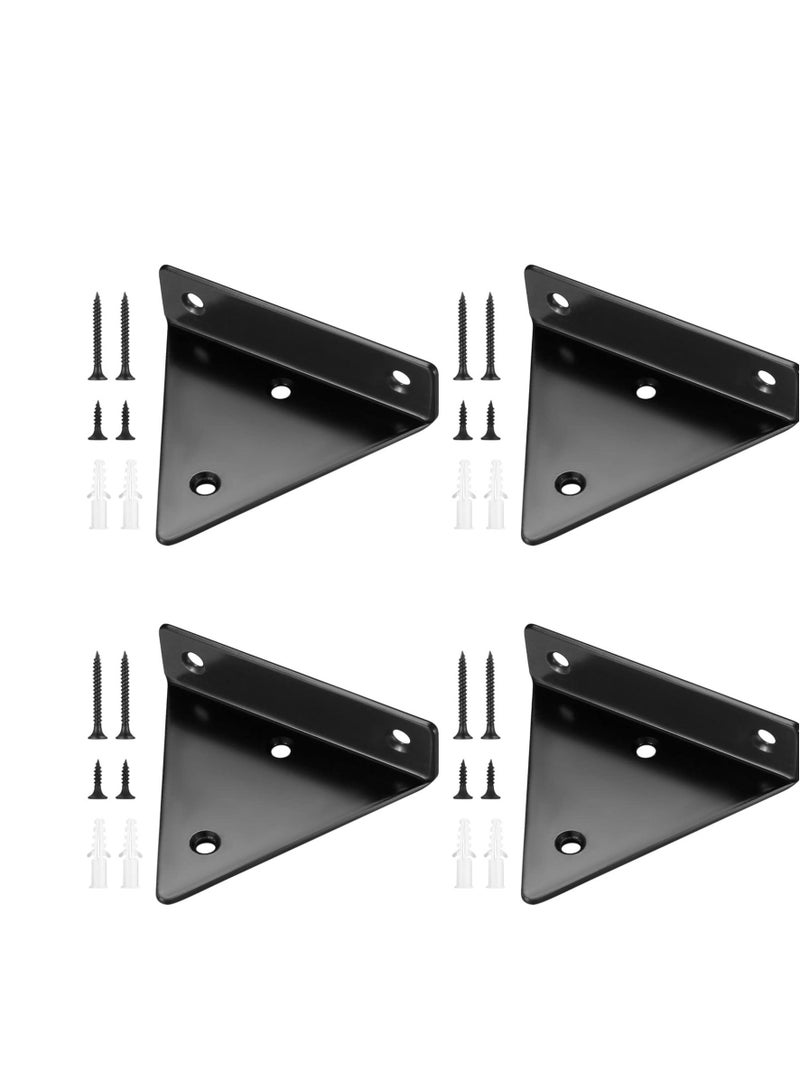 Invisible Triangle Wall Brackets, 4 Pcs Floating Shelf Brackets, Hidden Wall Shelf Brackets, Wall Mounted, Heavy Duty Metal Wall Brackets for Storage Shelf, Bookshelf - Image 1