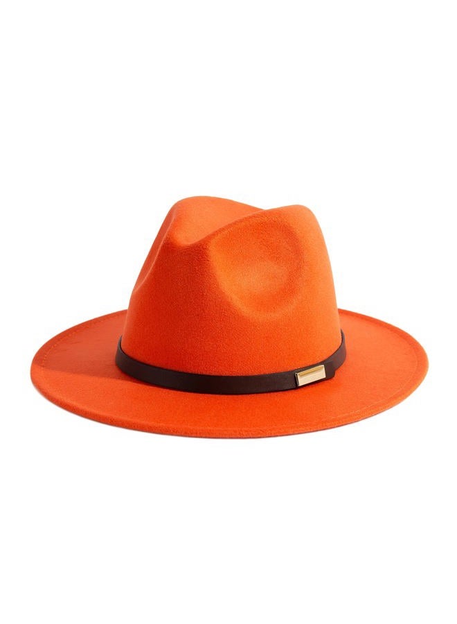 Gossifan Fedora Hats for Men, Women Wide Brim Panama Hat with Classic Belt, B-belt Orange, 7 1/8-7 1/4 - Image 1