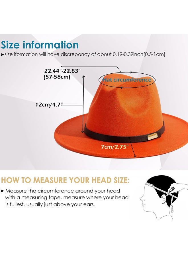 Gossifan Fedora Hats for Men, Women Wide Brim Panama Hat with Classic Belt, B-belt Orange, 7 1/8-7 1/4 - Image 3