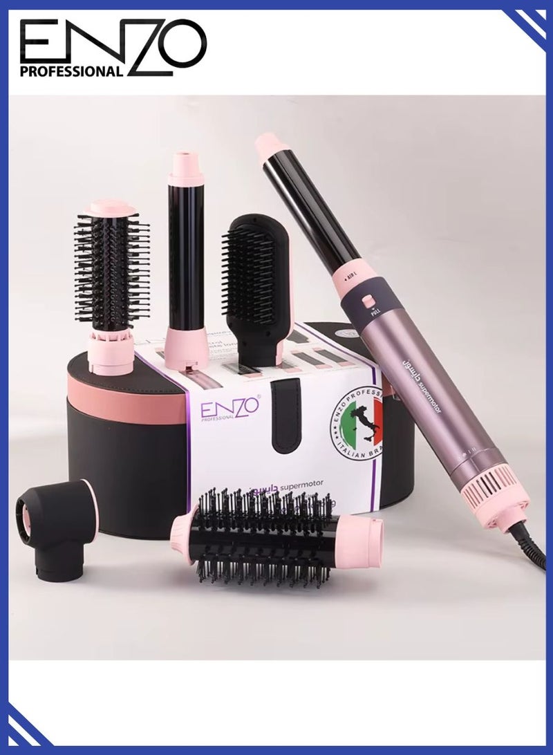 إنزو جهاز تصفيف الشعر الكهربائي ENZO EN-4133 6 في 1 – لفرد وتجعيد الشعر، فرشاة هوائية ساخنة ومجفف بخطوة واحدة بتقنية الأيونات لتصفيف احترافي في المنزل - Image 1