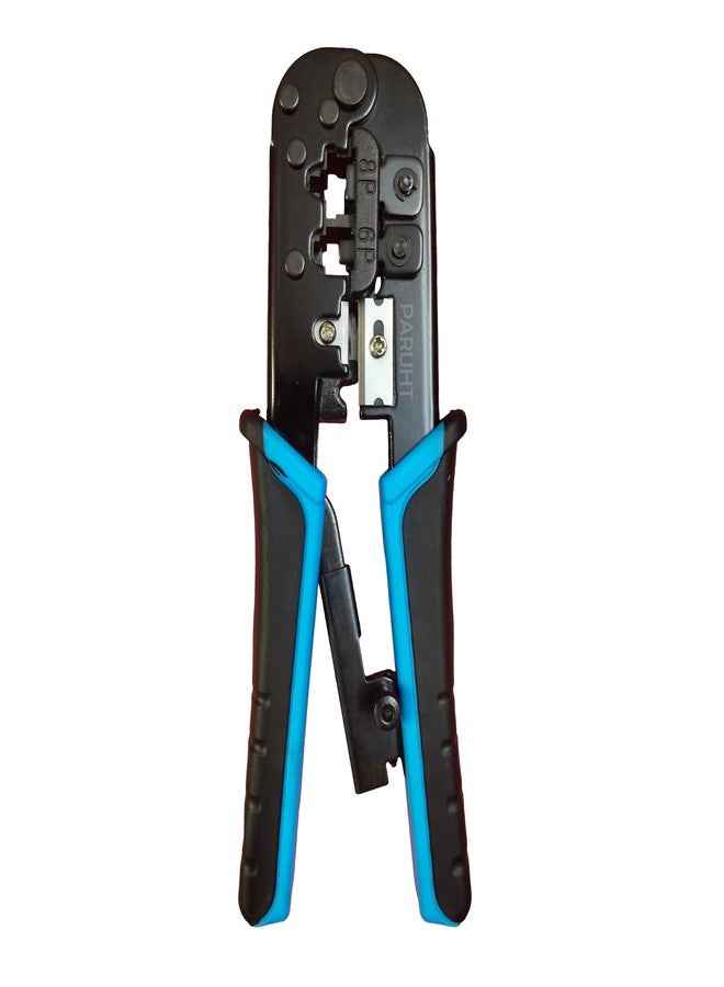 PARUHT Dual-Modular Crimping Tool, Network Cable Cutting, Stripping, and Crimping for RJ45 RJ12 RJ11 8P/6P/4P CAT5/CAT5e/CAT6/CATA Wire Cutter Stripper Black -DMCT - Image 1