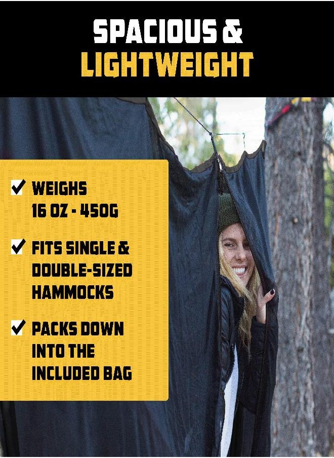 Wise Owl Outfitters - Owl Outfitters Hammock Bug Net - The Snugnet Mosquito Net For Hammocks - Premium Quality, Waterproof, Mesh Hammock Netting W/Double-Sided Zipper - Essential Camping Gear, Black - Image 1