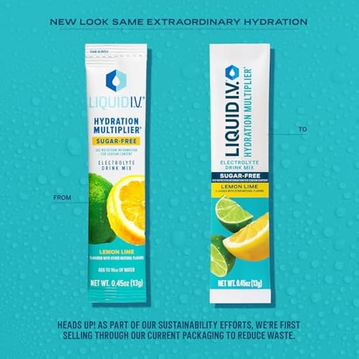 Liquid I.V.® Hydration Multiplier Sugar-Free - Lemon Lime | Electrolyte Powder Drink Mix | 1 Pack(14 Servings) - Image 3