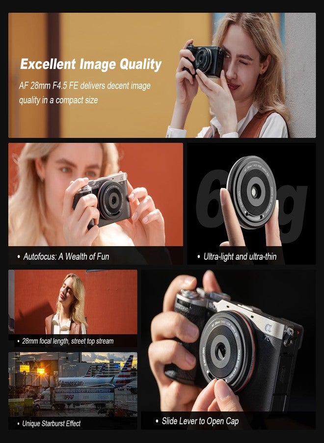 فيلتروكس عدسة Viltrox AF 28mm f4.5 FE المسطحة لكاميرات سوني ذات حامل E (a7، a7R، a7S، a7C، a9) - فائقة النحافة، كاملة الإطار، خفيفة الوزن، سوداء - Image 4