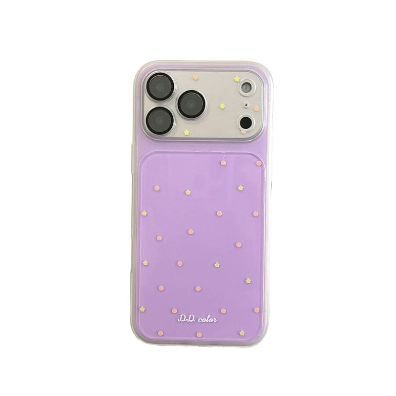 MS IMD Protective Case for iPhone 15 / 15 Plus / 15 Pro / 15 Pro Max with Polka Dot and Drop Protection plus Shockproof plus Anti-Slip Grip in Purple - Image 1
