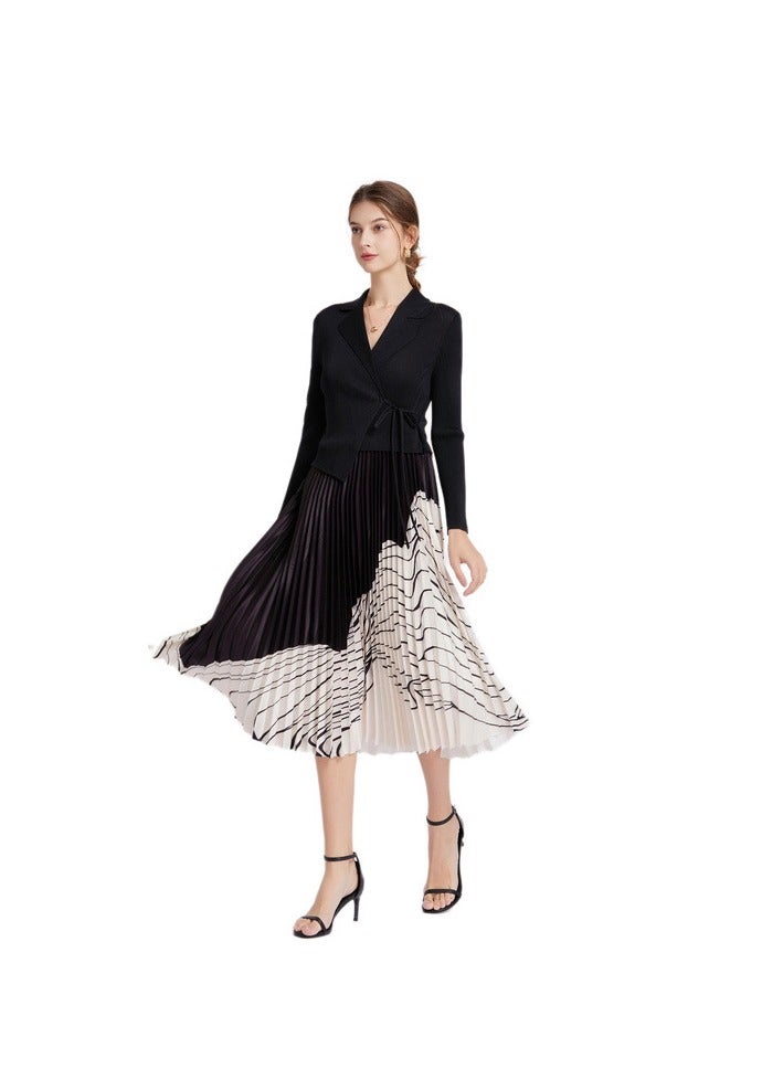 Shougu New Belt Collection Pleated Suit Collar Dress  - Image 1