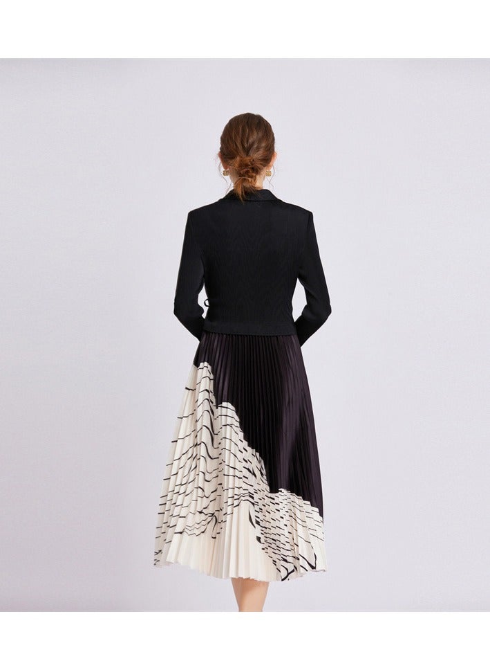 Shougu New Belt Collection Pleated Suit Collar Dress  - Image 2
