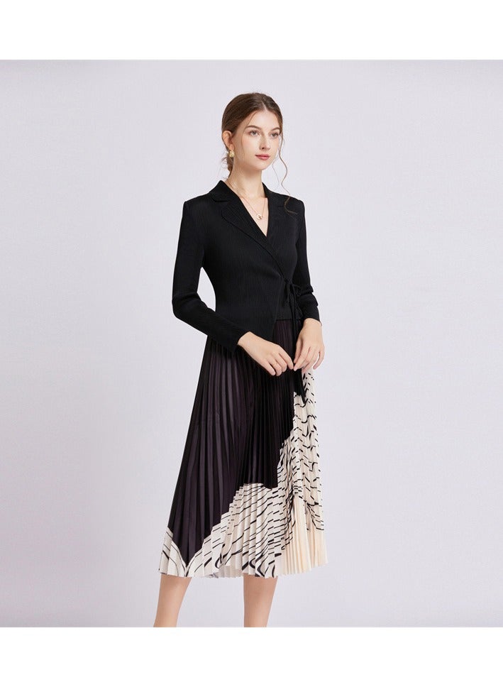 Shougu New Belt Collection Pleated Suit Collar Dress  - Image 3