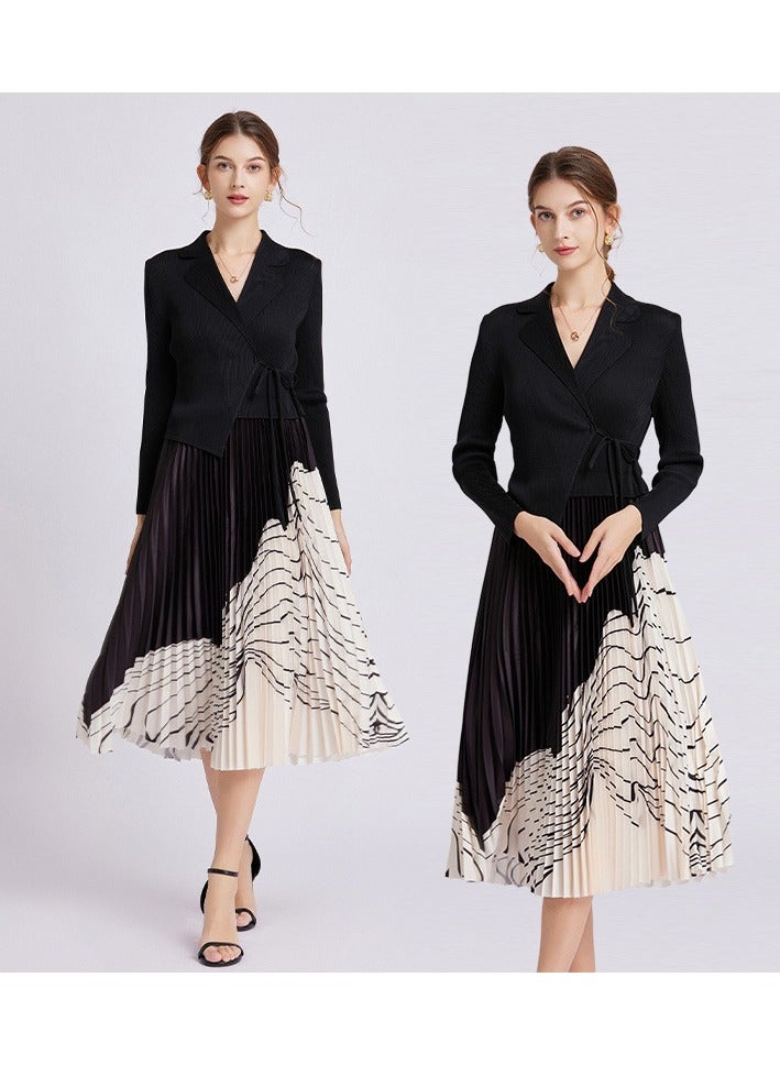Shougu New Belt Collection Pleated Suit Collar Dress  - Image 4