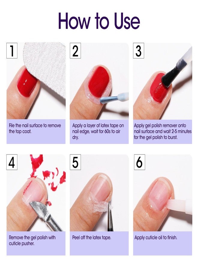 Gellen Gel Nail Polish Remover Kit, Gel Polish Remover with Liquid Latex for Nails, Quick & Easy Remover for Nails in 3-5 mins, No Need Soaking Or Wrapping - Image 5