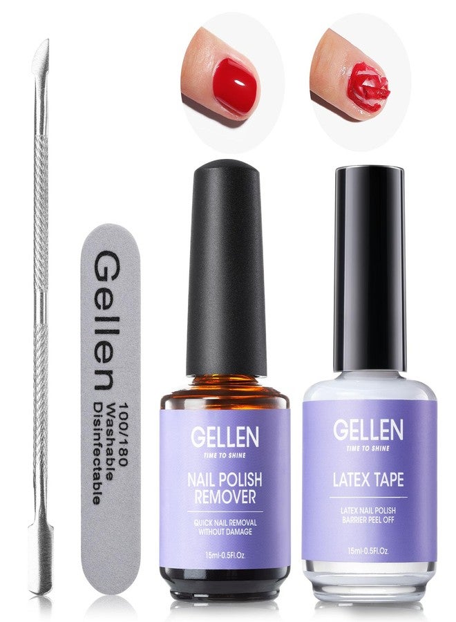 Gellen Gel Nail Polish Remover Kit, Gel Polish Remover with Liquid Latex for Nails, Quick & Easy Remover for Nails in 3-5 mins, No Need Soaking Or Wrapping - Image 1
