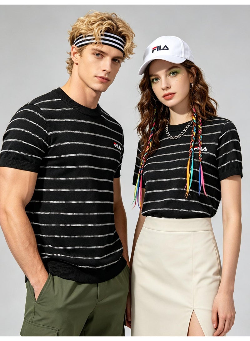 فيلا FILA men's and women's short-sleeved T-shirts with horizontal stripes - Image 1