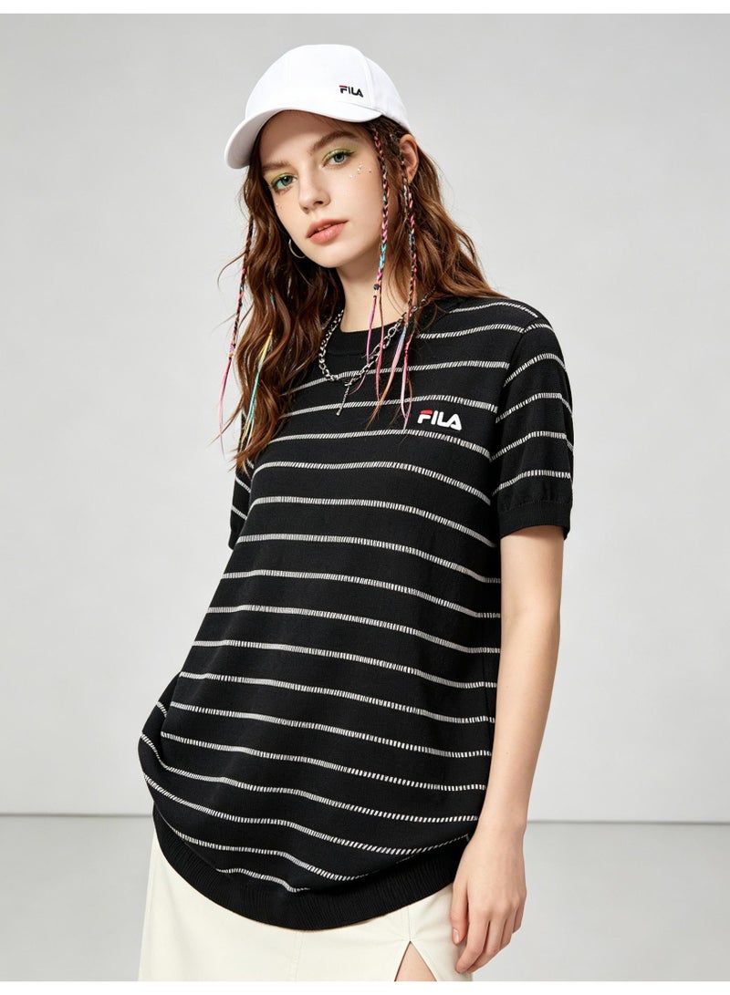 فيلا FILA men's and women's short-sleeved T-shirts with horizontal stripes - Image 2