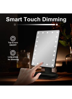 COSMIRROR Lighted Makeup Vanity Mirror With 10X Magnifying Mirror, 21 Led Lighted Mirror With Touch Sensor Dimming, 180°Adjustable Rotation, Dual Power Supply, Portable Cosmetic Mirror (Black)  - Image 3