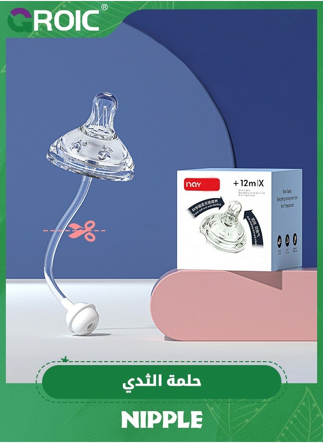 GROIC حلمات مع قفل تدفق تلقائي، ملمس طبيعي 100%، سيليكون ناعم، خالية من مادة BPA، حلمات سيليكون SkinSoft لزجاجات الأطفال، تناسب جميع زجاجات MAM(X)  - Image 1